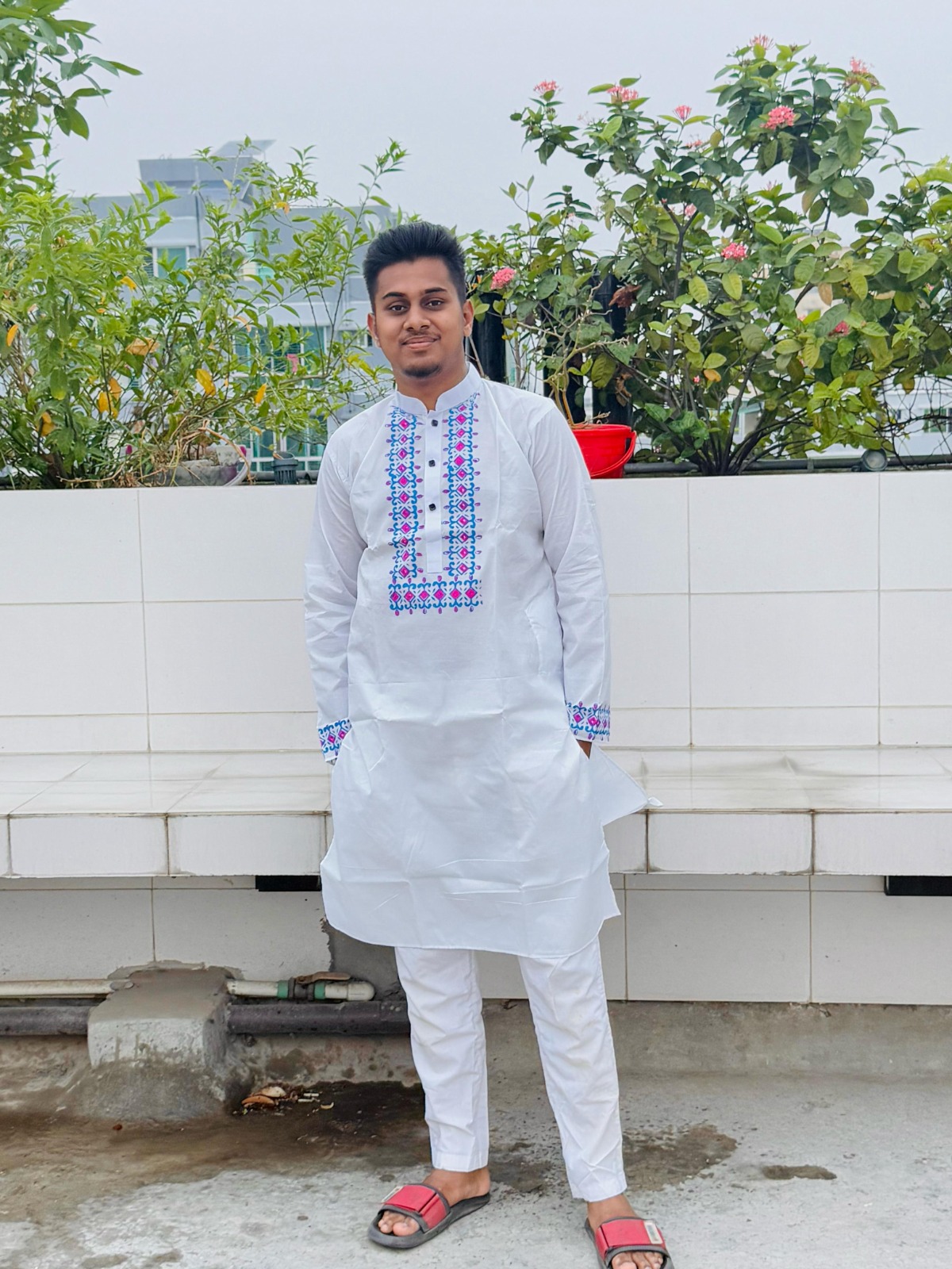 এক্সক্লুসিভ ব্লক প্রিন্ট ধুপিয়ান পাঞ্জাবি